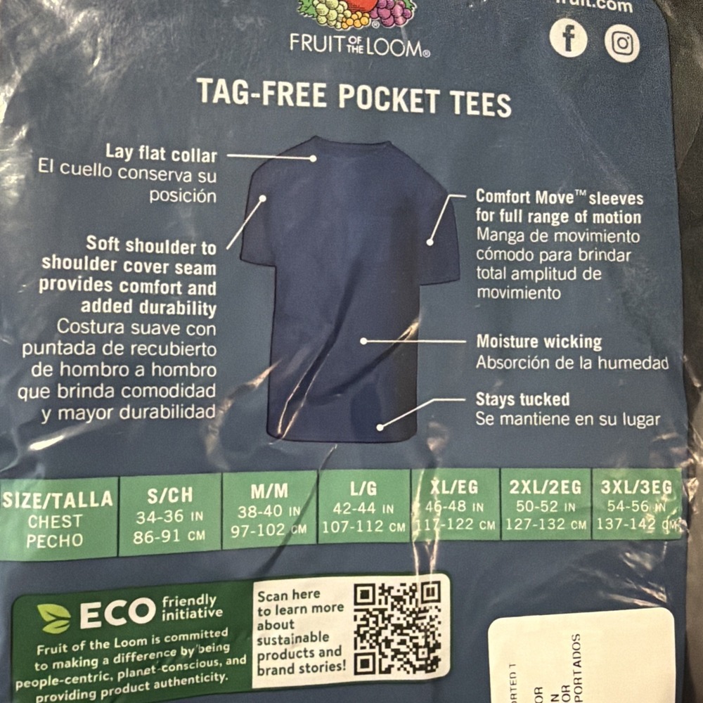 6-Pack Fruit Of The Loom Pocket T-Shirts Sz 2XL 50-52, Black & Gray Colors, NEW! - Picture 7 of 7